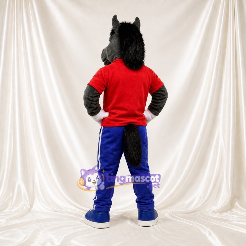 Black Horse Athlete Mascot Costume Full Body for Adults Sports Events