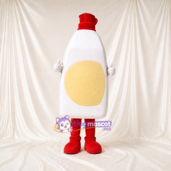 Bouteille de condiment blanche Costume de mascotte intégral pour adultes Salons professionnels