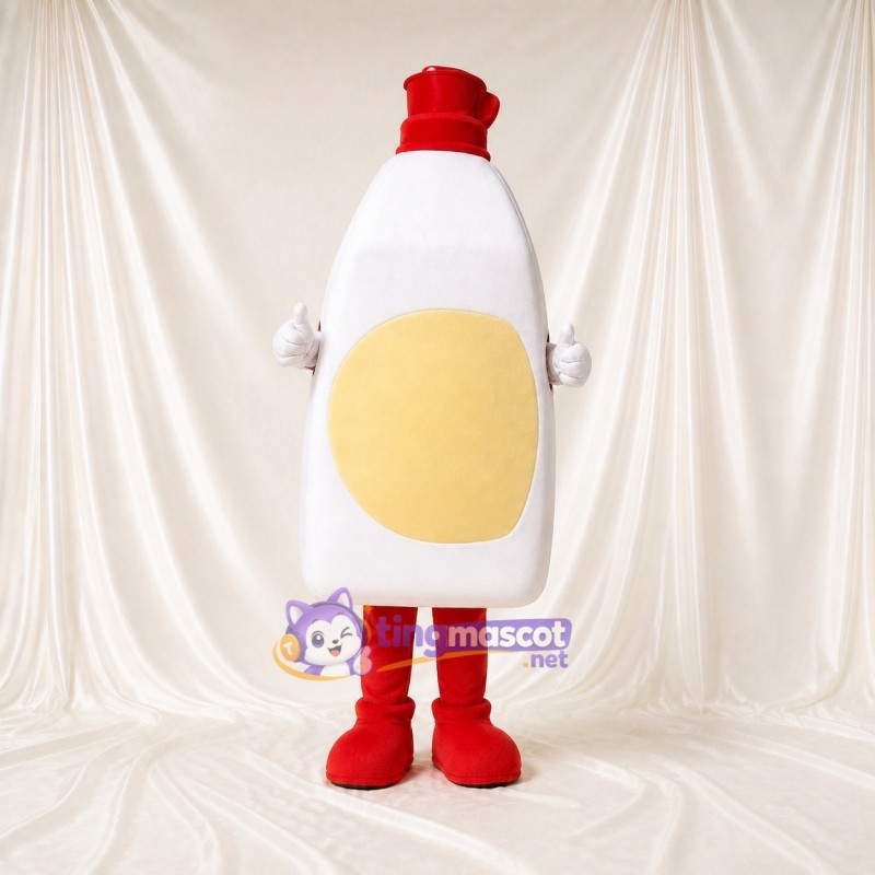 Bouteille de condiment blanche Costume de mascotte intégral pour adultes Salons professionnels