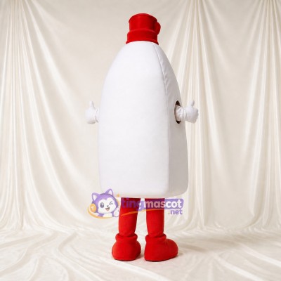 Bouteille de condiment blanche Costume de mascotte intégral pour adultes Salons professionnels