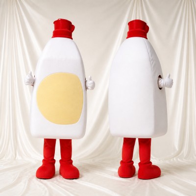 Bouteille de condiment blanche Costume de mascotte intégral pour adultes Salons professionnels