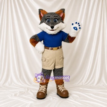 Costume de mascotte renard gris athlète intégral pour adultes – événements sportifs