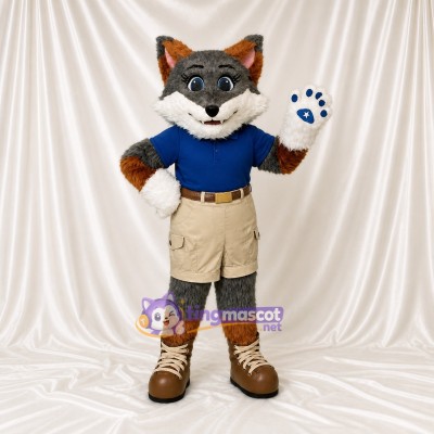 Costume de mascotte renard gris athlète intégral pour adultes – événements sportifs