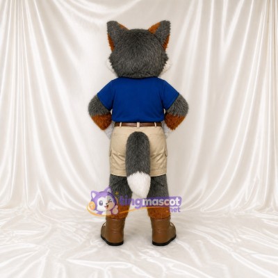Costume de mascotte renard gris athlète intégral pour adultes – événements sportifs