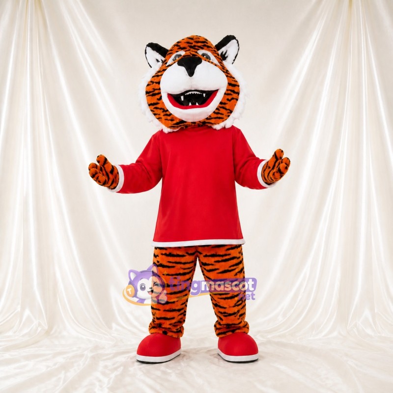 Tigre athlète en tenue de sport Costume de mascotte intégral pour adultes Événements sportifs