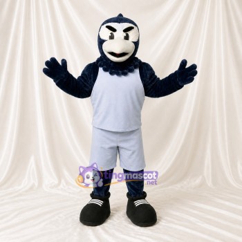 Costume de mascotte oiseau bleu marine athlète intégral pour adultes – événements sportifs