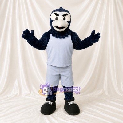 Costume de mascotte oiseau bleu marine athlète intégral pour adultes – événements sportifs