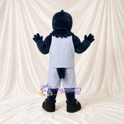 Costume de mascotte oiseau bleu marine athlète intégral pour adultes – événements sportifs