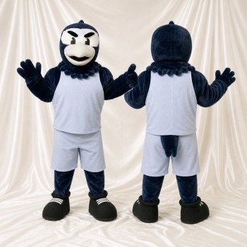 Costume de mascotte oiseau bleu marine athlète intégral pour adultes – événements sportifs