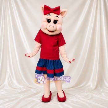 Pig Girl Mascot Costume Full Body for Adults School Events