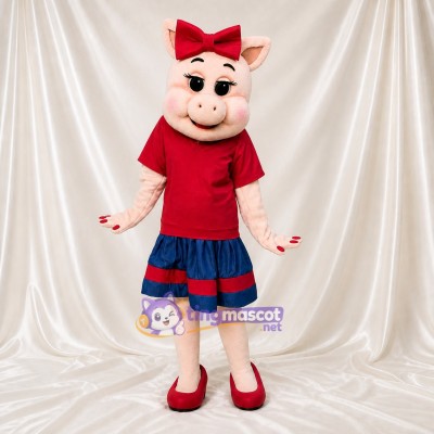Pig Girl Mascot Costume Full Body for Adults School Events