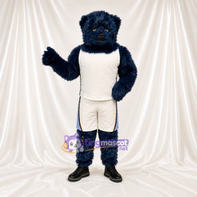 Navy Bear Athlete Mascot Costume Full Body for Adults Sports Events