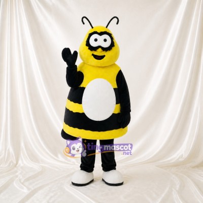 Abeille jaune au visage de dessin animé Costume de mascotte intégral pour adultes Événements scolaires