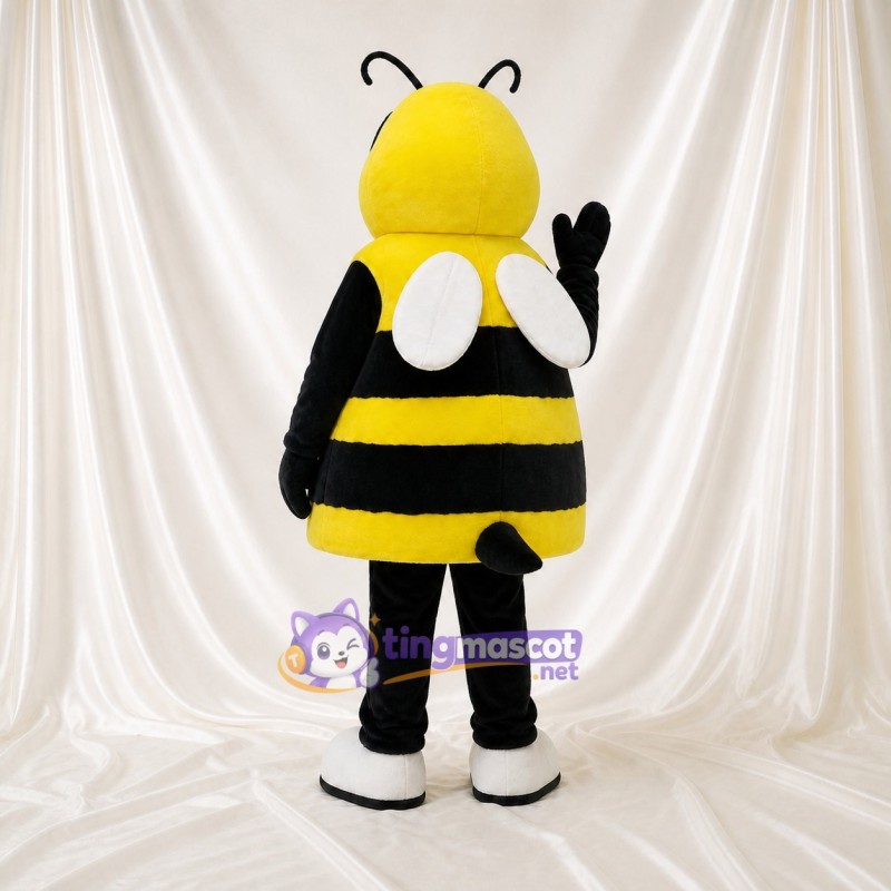Abeille jaune au visage de dessin animé Costume de mascotte intégral pour adultes Événements scolaires