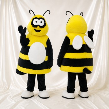 Abeille jaune au visage de dessin animé Costume de mascotte intégral pour adultes Événements scolaires