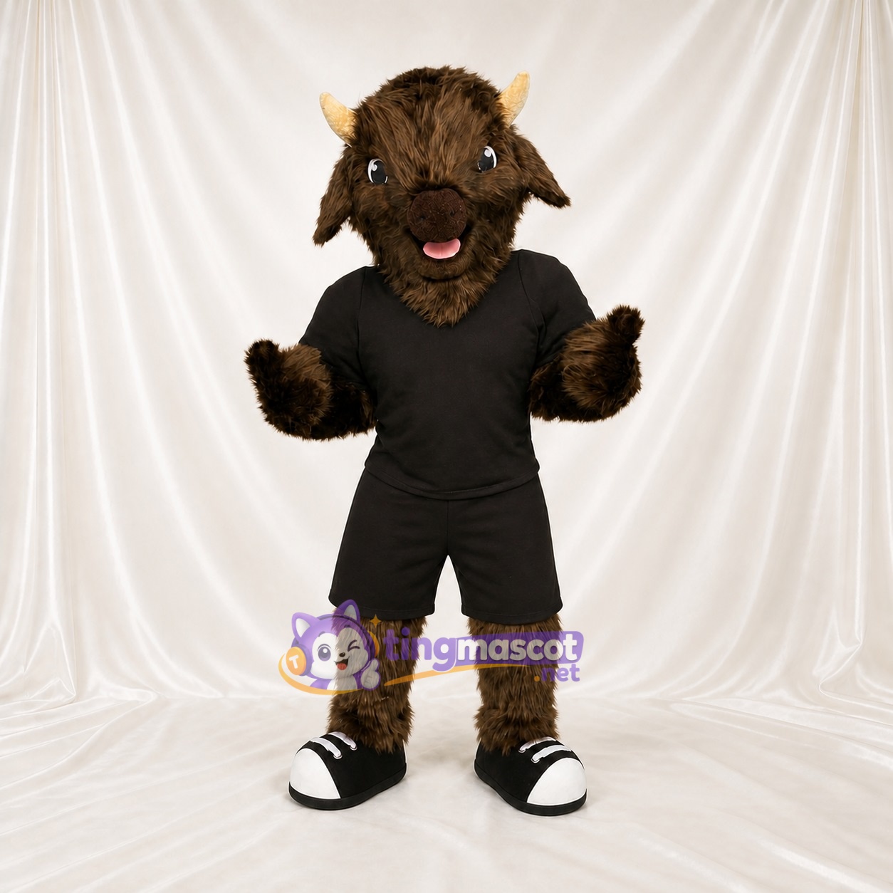 Bison brun athlète Costume de mascotte intégral pour adultes Événements sportifs