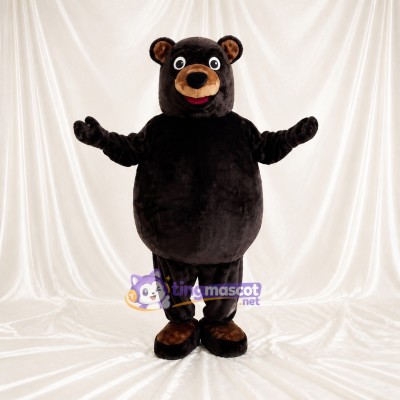 Black and Brown Bear Mascot Costume Full Body for Adults School Events