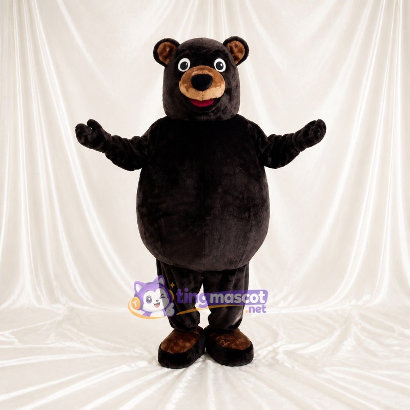 Black and Brown Bear Mascot Costume Full Body for Adults School Events