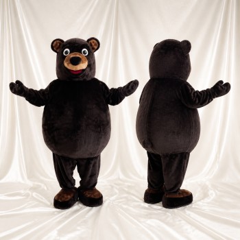 Ours noir et marron Costume de mascotte intégral pour adultes Événements scolaires
