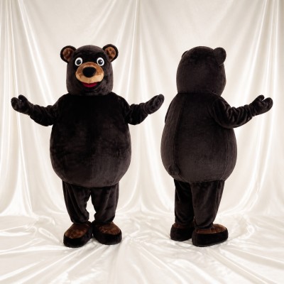 Black and Brown Bear Mascot Costume Full Body for Adults School Events