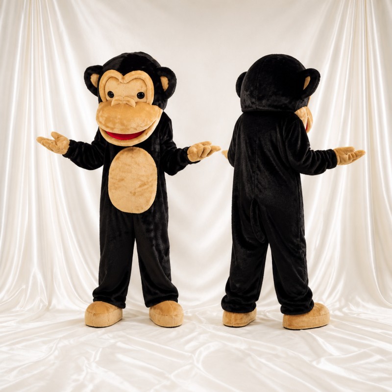 Black Monkey Mascot Costume Full Body for Adults School Events