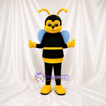 Black Cartoon Facial Bee Mascot Costume Full Body for Adults School Events