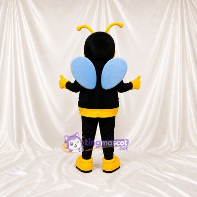 Black Cartoon Facial Bee Mascot Costume Full Body for Adults School Events