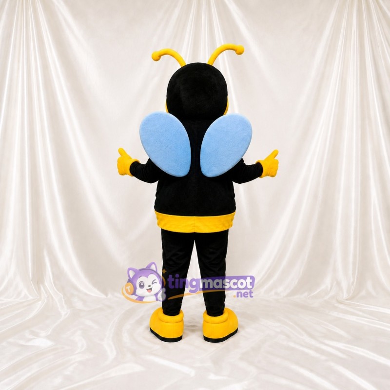 Black Cartoon Facial Bee Mascot Costume Full Body for Adults School Events