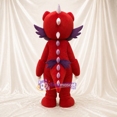 Red Cartoon Facial Dragon Mascot Costume Full Body for Adults School Events
