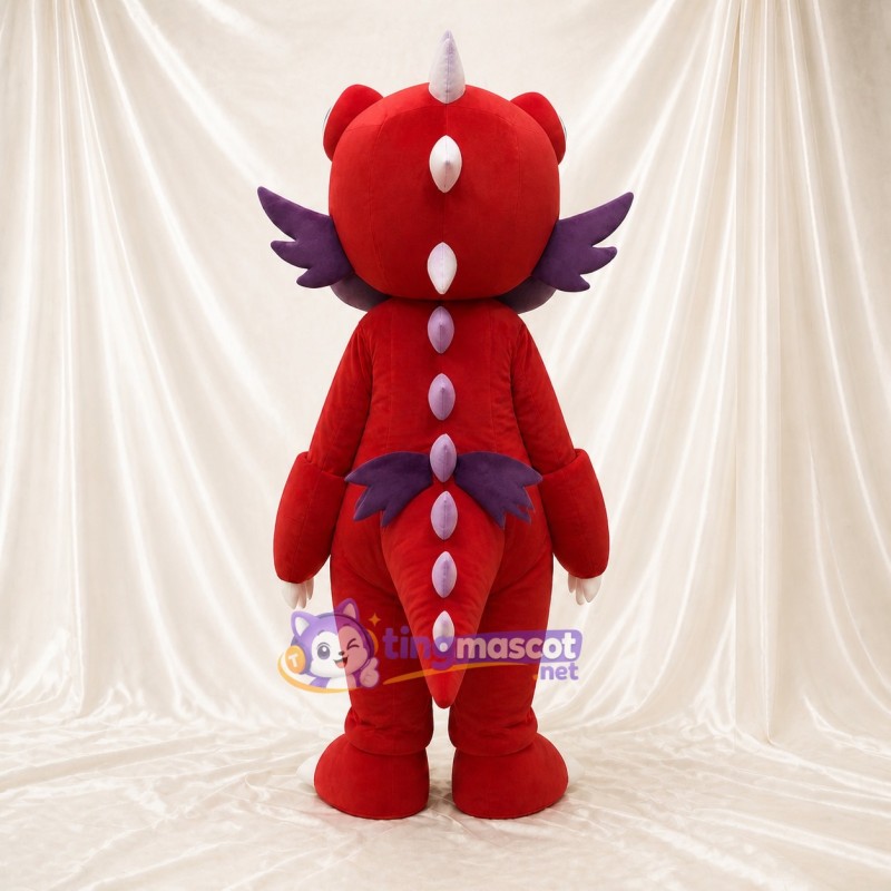 Red Cartoon Facial Dragon Mascot Costume Full Body for Adults School Events