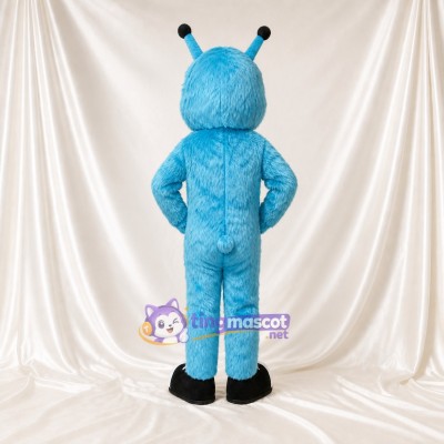 Blue Cartoon Facial Alien Mascot Costume Full Body for Adults School Events