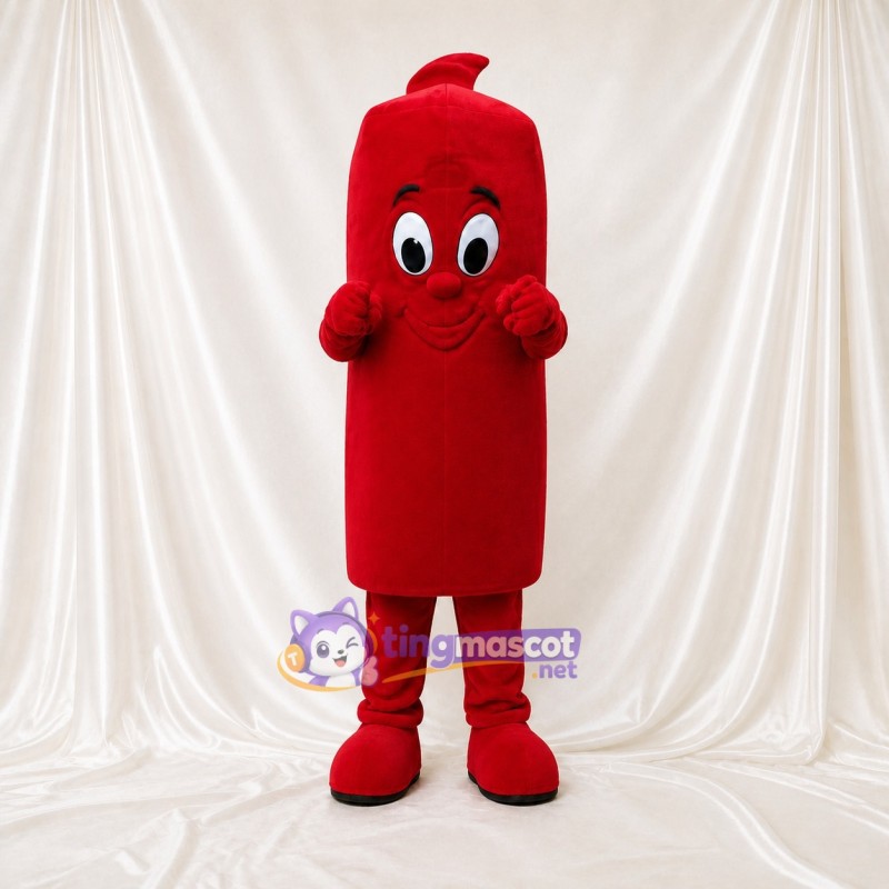Red Cylinder Character Mascot Costume Full Body for Adults Trade Shows