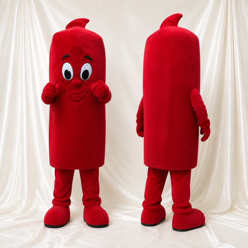 Red Cylinder Character Mascot Costume Full Body for Adults Trade Shows