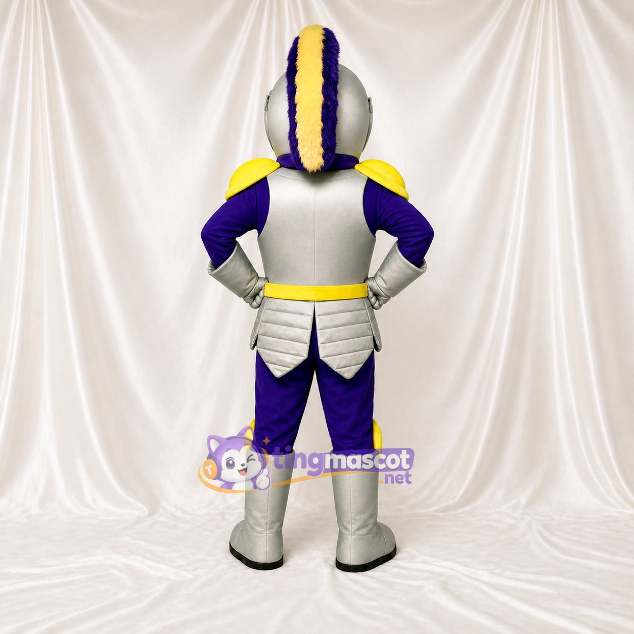 Chevalier argenté Costume de mascotte intégral pour adultes Événements scolaires Chevalier argenté Costume de mascotte intégral pour adultes Événements scolaires