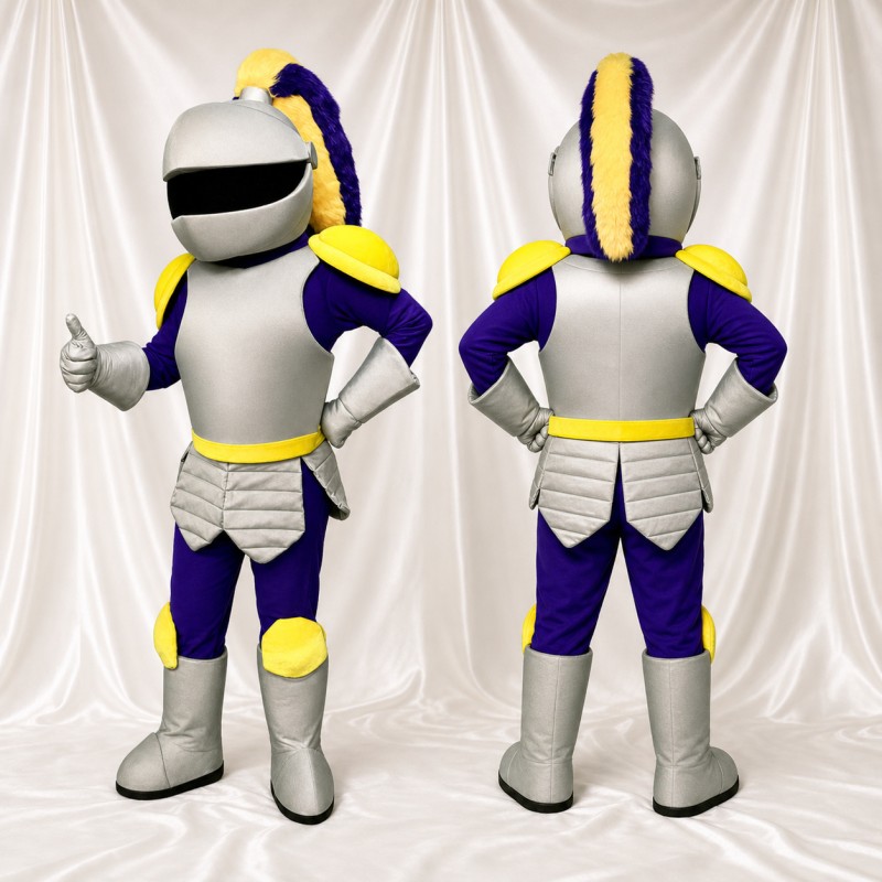 Silver Knight Mascot Costume Full Body for Adults School Events