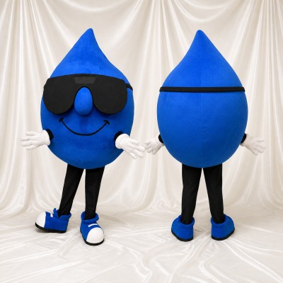 Blue Water Drop Mascot Costume Full Body for Adults Trade Shows