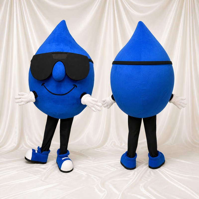 Blue Water Drop Mascot Costume Full Body for Adults Trade Shows
