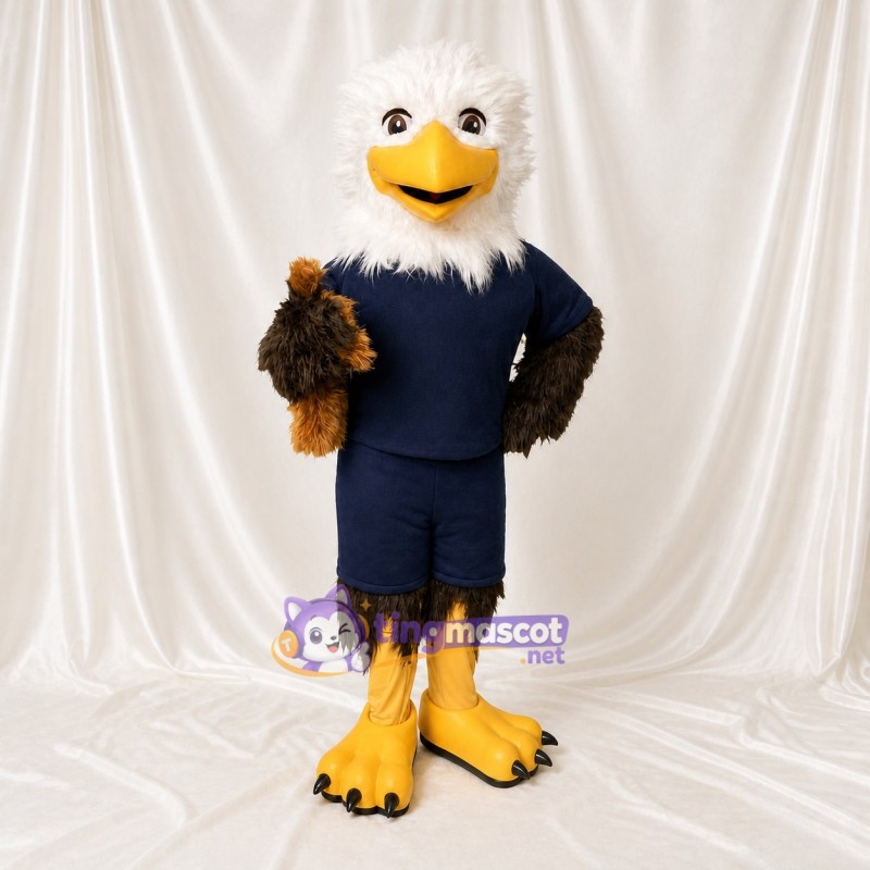 White Bald Eagle Athlete Mascot Costume Full Body for Adults Sports Events
