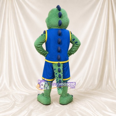 Green Dinosaur Athlete Mascot Costume Full Body for Adults Sports Events