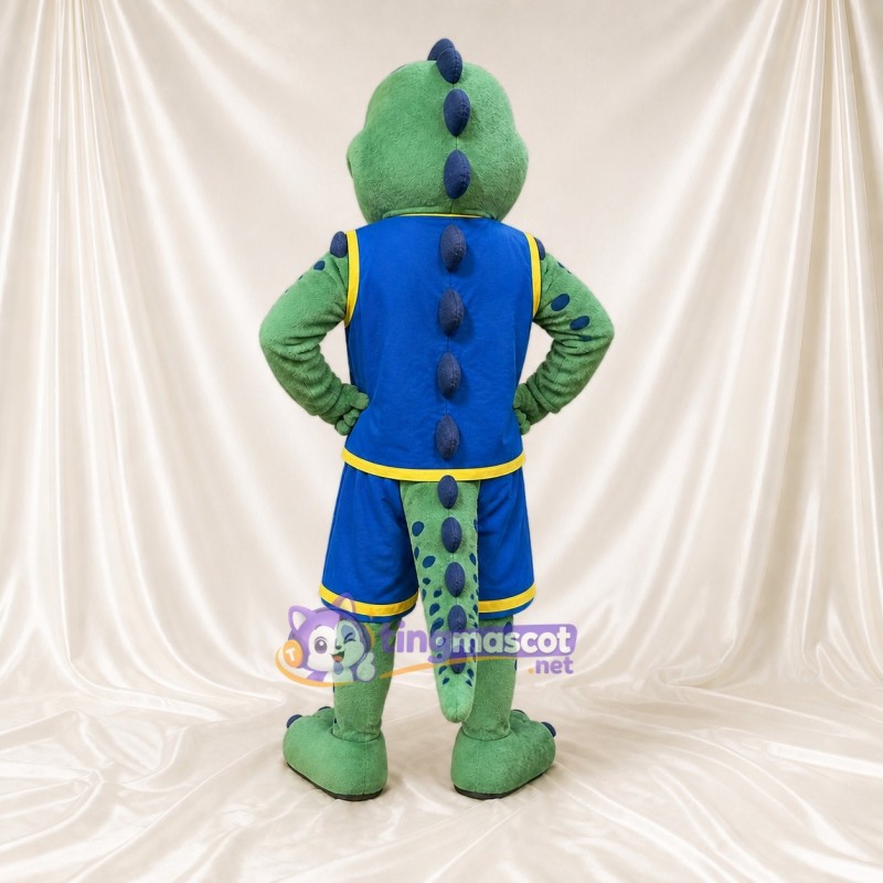 Green Dinosaur Athlete Mascot Costume Full Body for Adults Sports Events