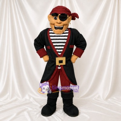 Black Pirate Mascot Costume Full Body for Adults School Events