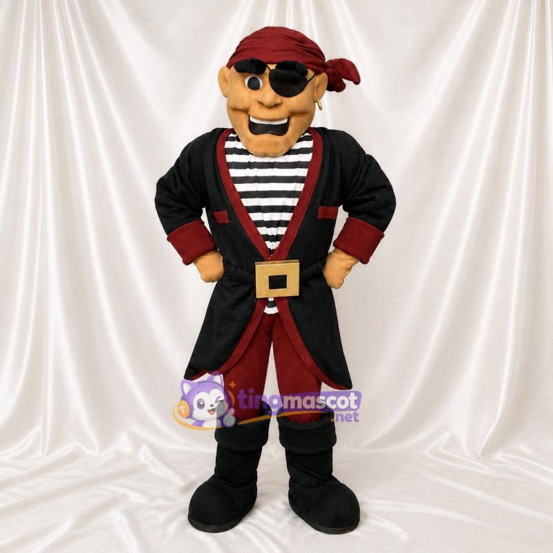 Black Pirate Mascot Costume Full Body for Adults School Events