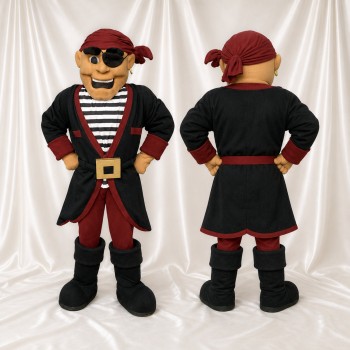 Black Pirate Mascot Costume Full Body for Adults School Events