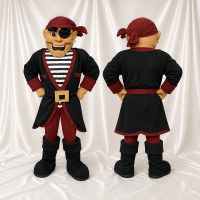 Black Pirate Mascot Costume Full Body for Adults School Events