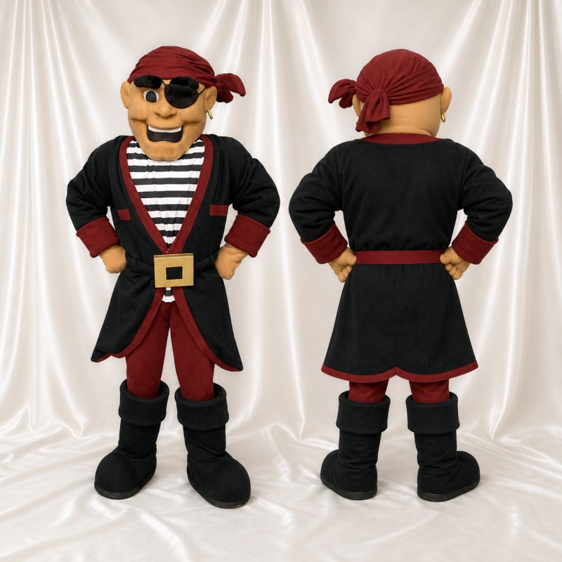 Black Pirate Mascot Costume Full Body for Adults School Events