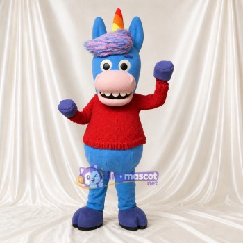 Blue Donkey Mascot Costume Full Body for Adults School Events