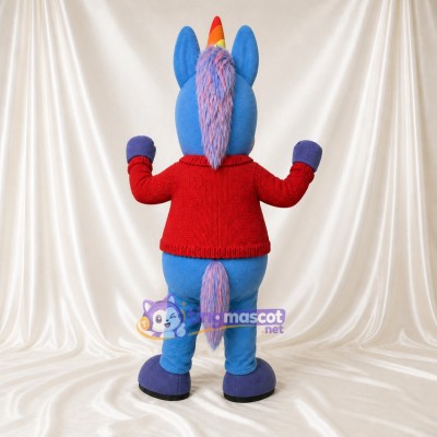 Blue Donkey Mascot Costume Full Body for Adults School Events