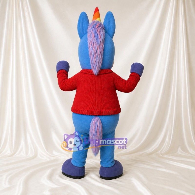Blue Donkey Mascot Costume Full Body for Adults School Events