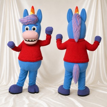 Blue Donkey Mascot Costume Full Body for Adults School Events