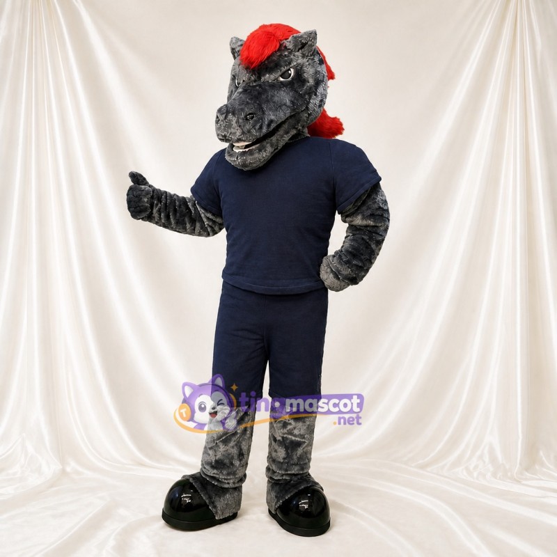 Cheval Athlète Gris Costume de mascotte intégral pour adultes Événements sportifs